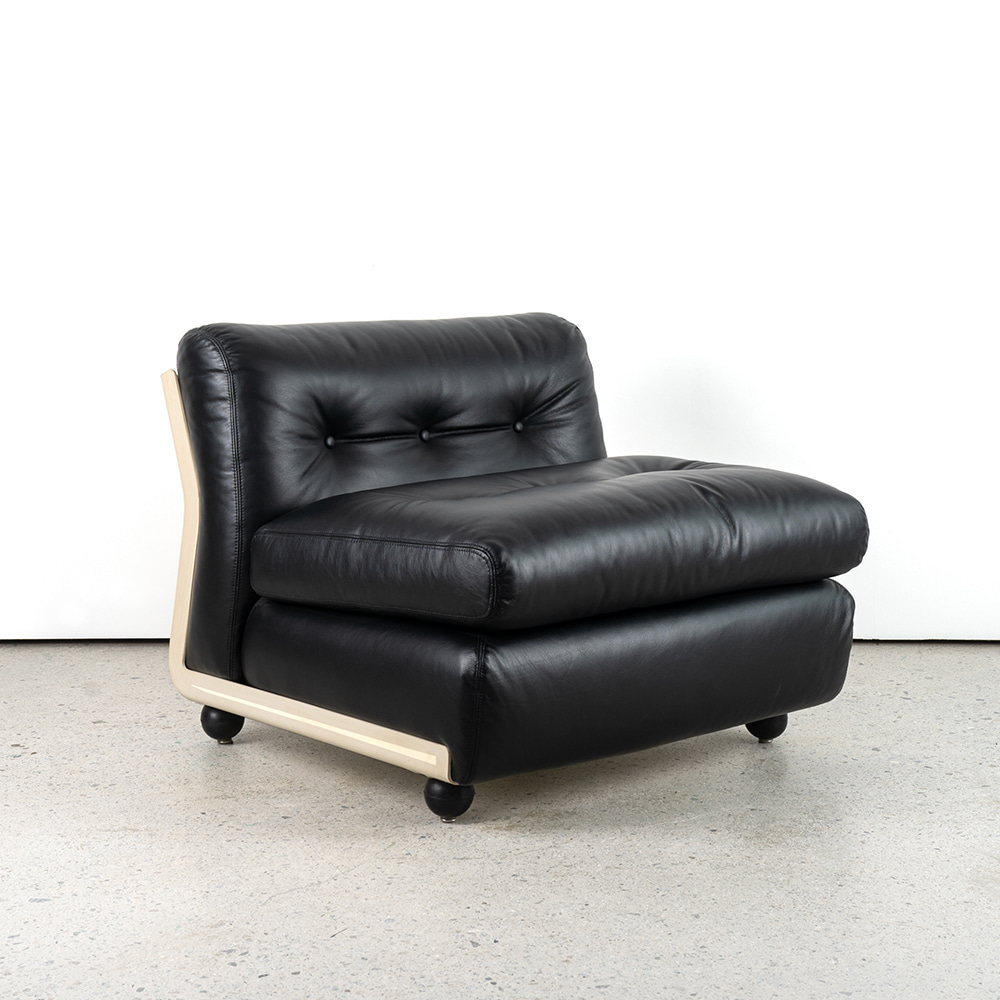 Amanta Lounge Chair  &amp; Ottoman (New Black Leather)